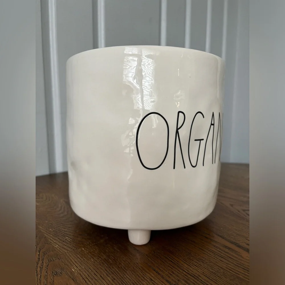 Rae Dunn Footed Crock Planter ORGANIC Ceramic Utensil Holder 8”